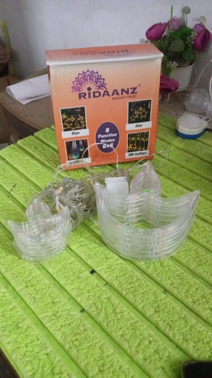 12 Diya Curtain String Lights, Window Curtain Lights with 8 Flashing Modes Decoration Light (White Color) 12 Diya Curtain String Lights, Window Curtain Lights with 8 Flashing Modes Decoration Light (White Color)